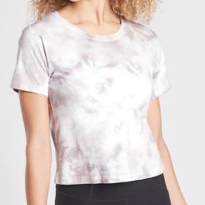 Athleta white and gray tie-dye short sleeve top size XS